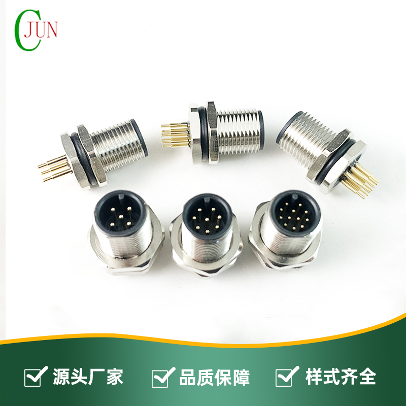 M12防水板端公头-前锁面板式M12 SW15T-