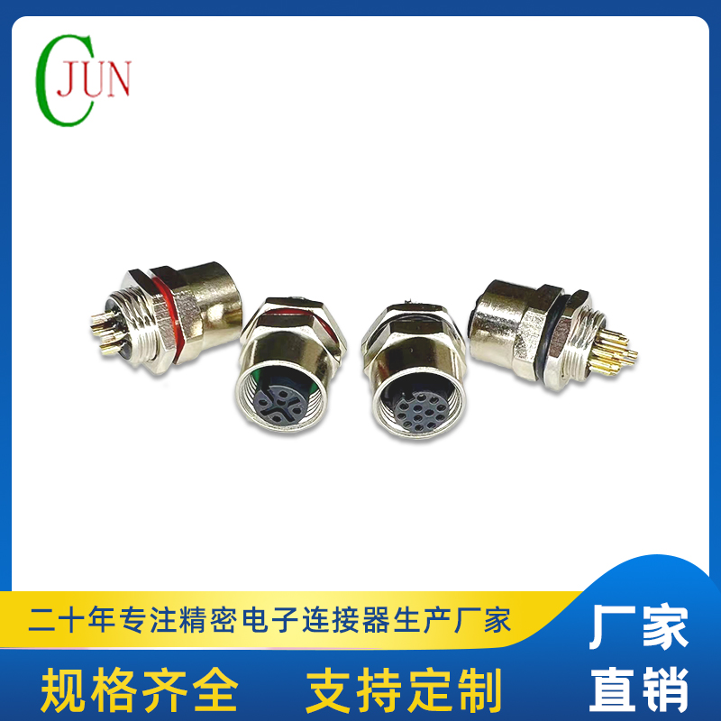 M12防水母座 后锁面板式M12 SW14T