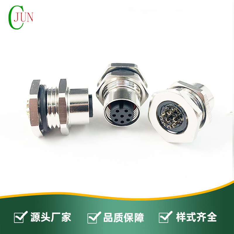 M12防水8P母座-前锁面板式PG9 SW17T