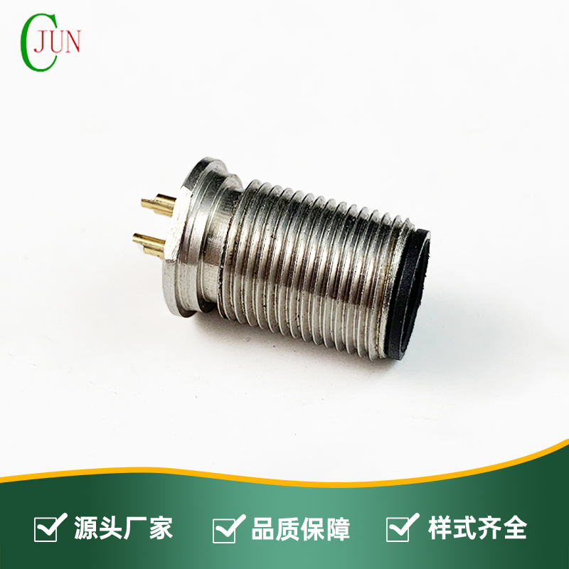 M12防水公头-前锁面板式M12不锈钢